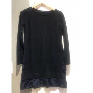 Club Monaco 100% merino wool with cupro ruffle trim black Sweater Dress